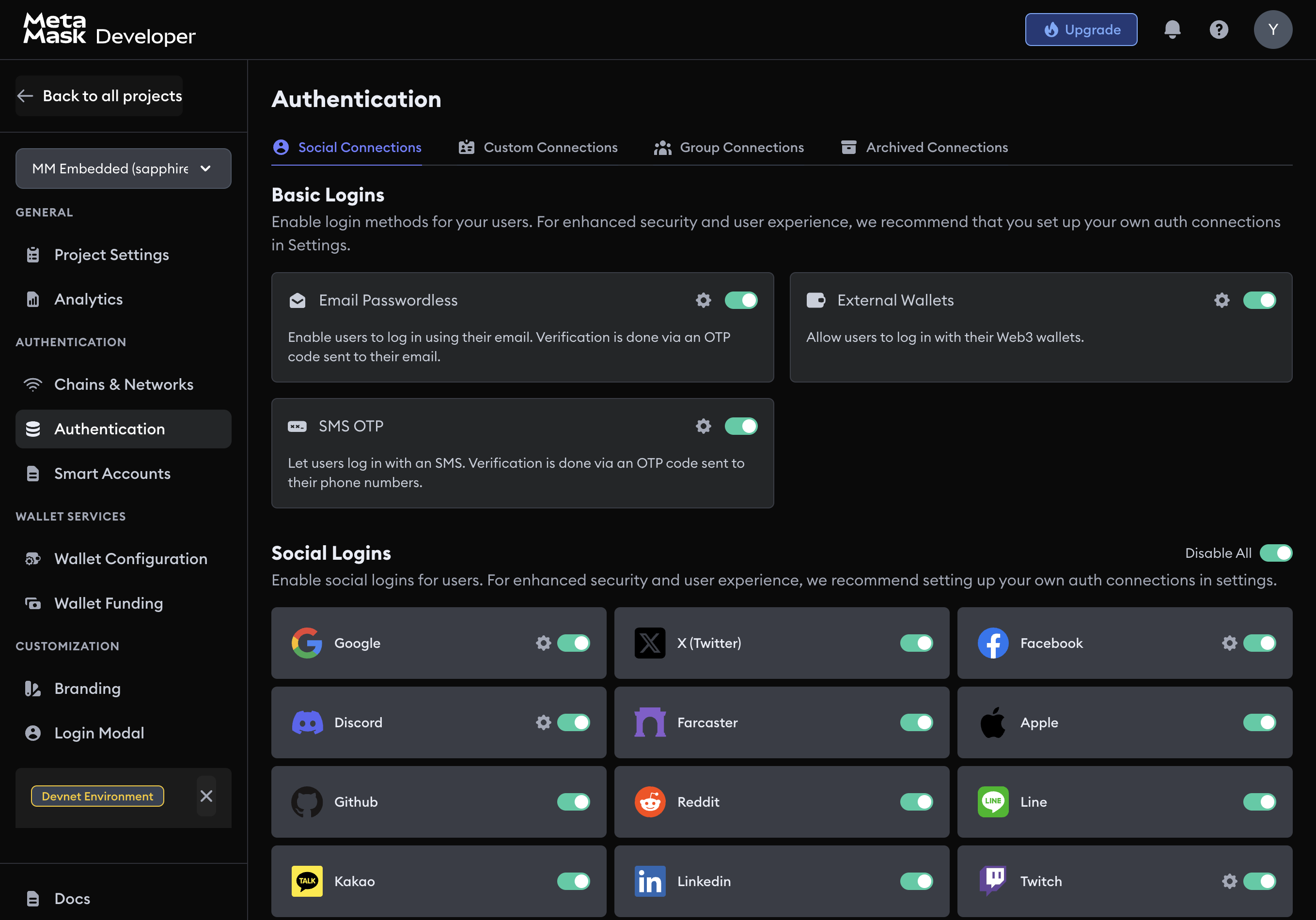 Toggle Discord Connection on Dashboard