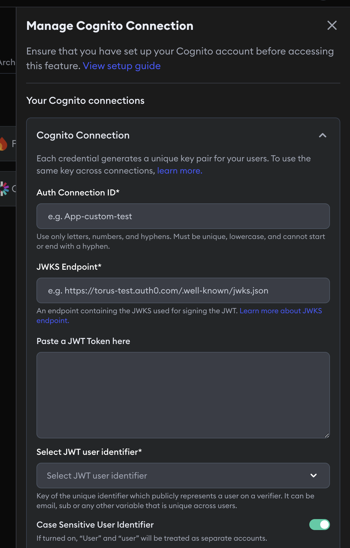 AWS Cognito Connection